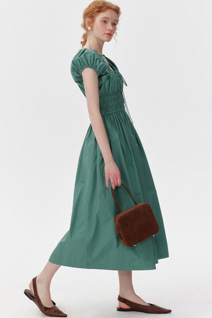 Chic Puff Sleeve Tie Dress