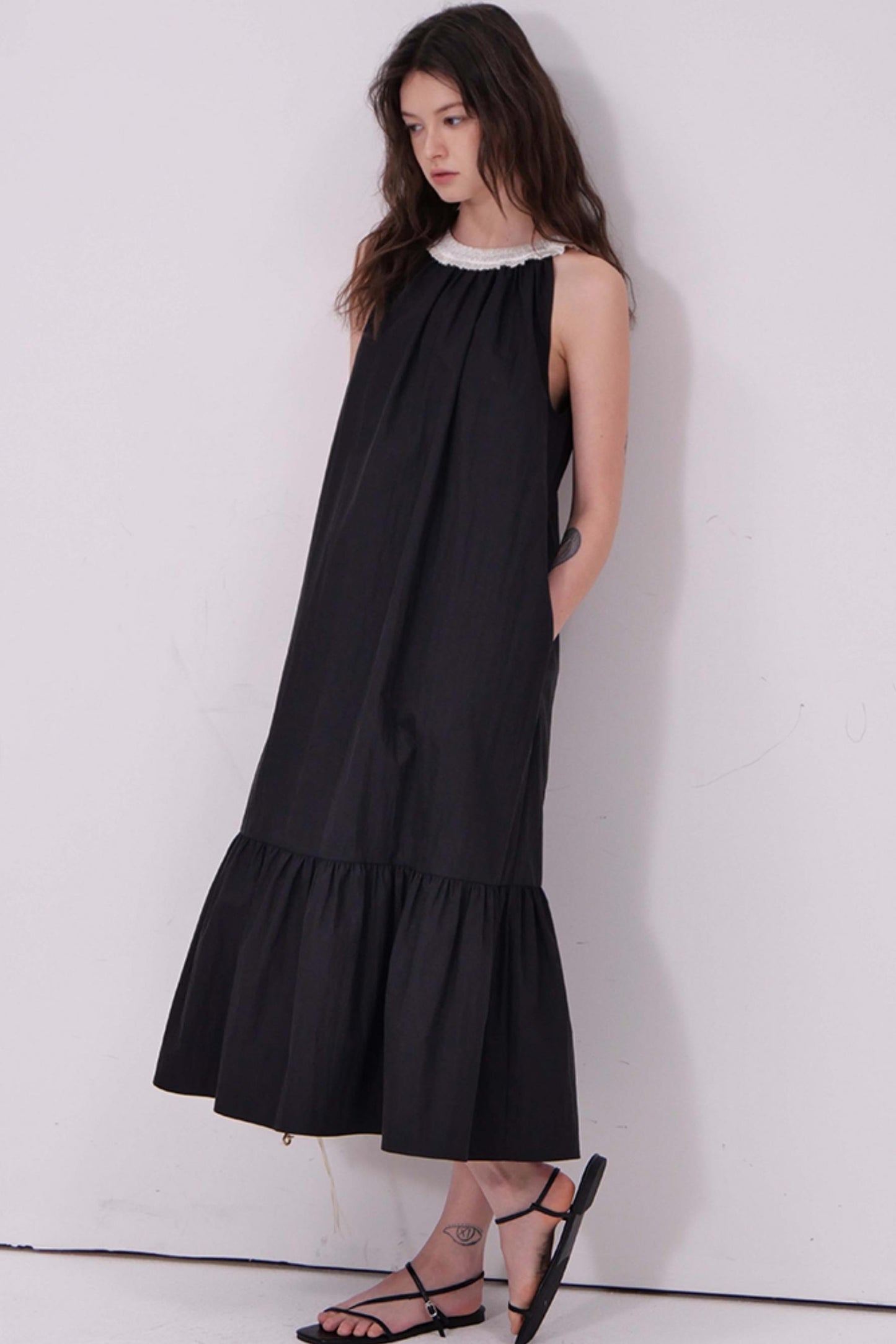 Satin Patchwork Midi Dress