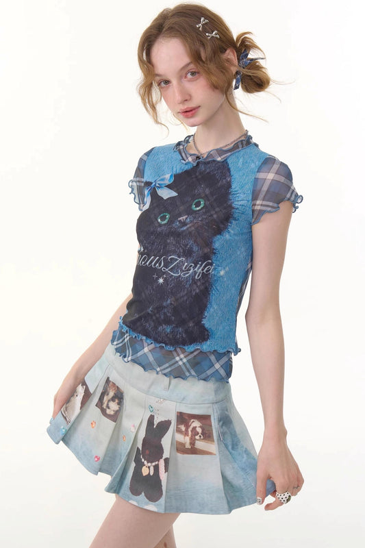 Summer Plaid Mesh Tee