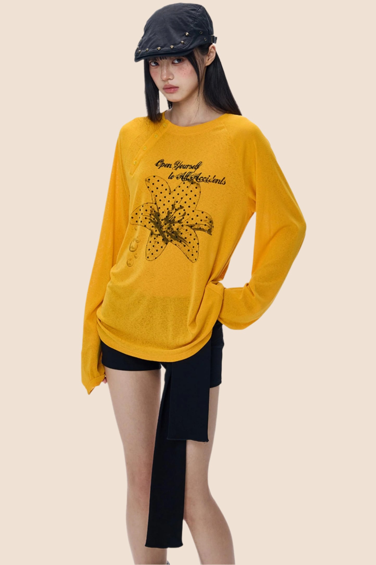 Slanted-Shouldered Summer T-Shirt