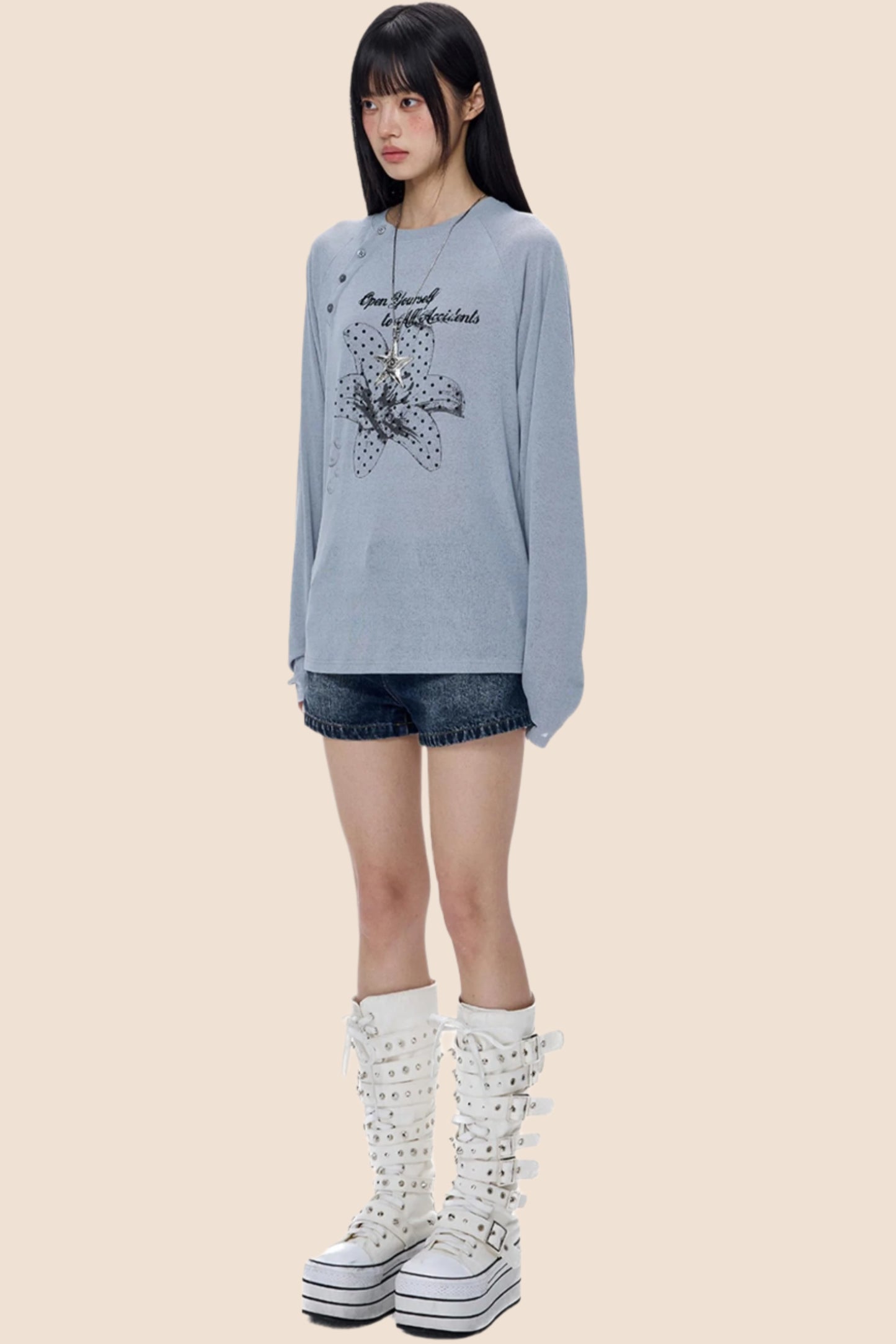 Slanted-Shouldered Summer T-Shirt