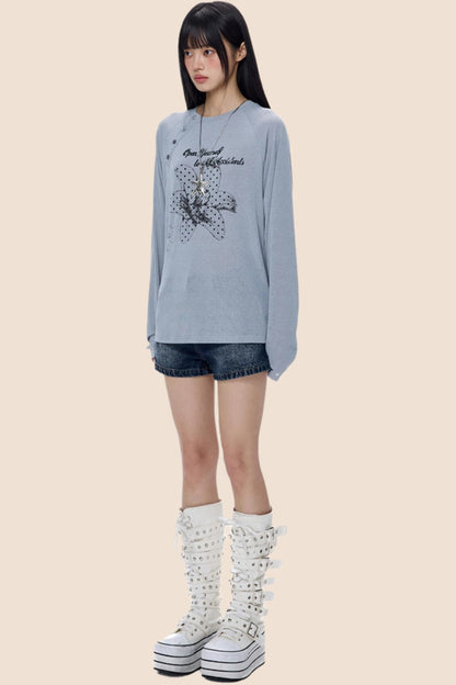 Slanted-Shouldered Summer T-Shirt