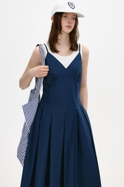 Antique Blue Luxe Halter Dress