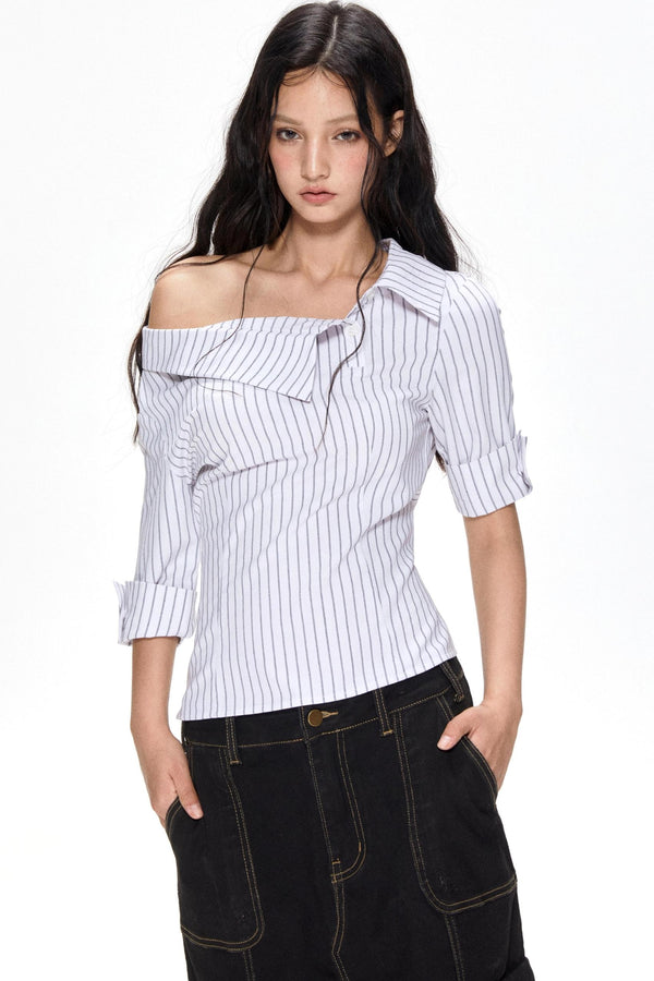 Striped Lapel Blouse