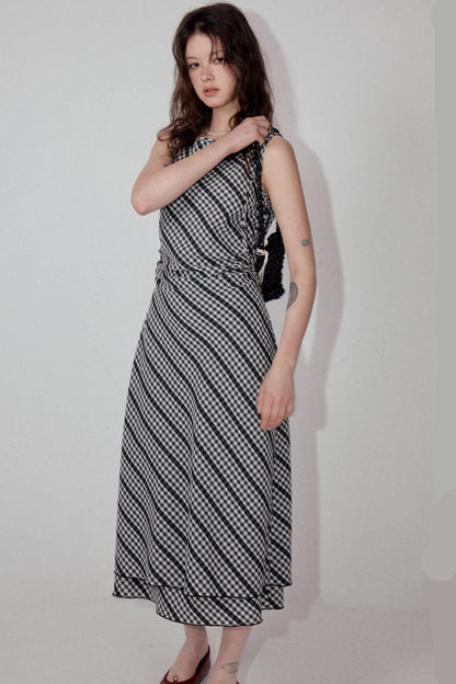 Luxury Lace Plaid Layered Dress