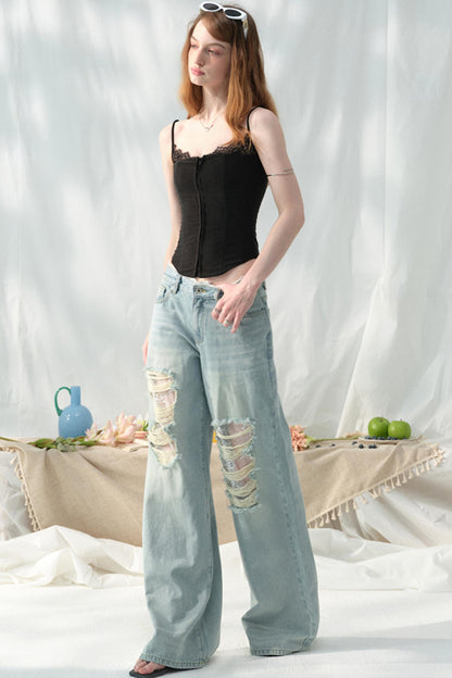 Chic Light Blue Wide-Leg Jeans