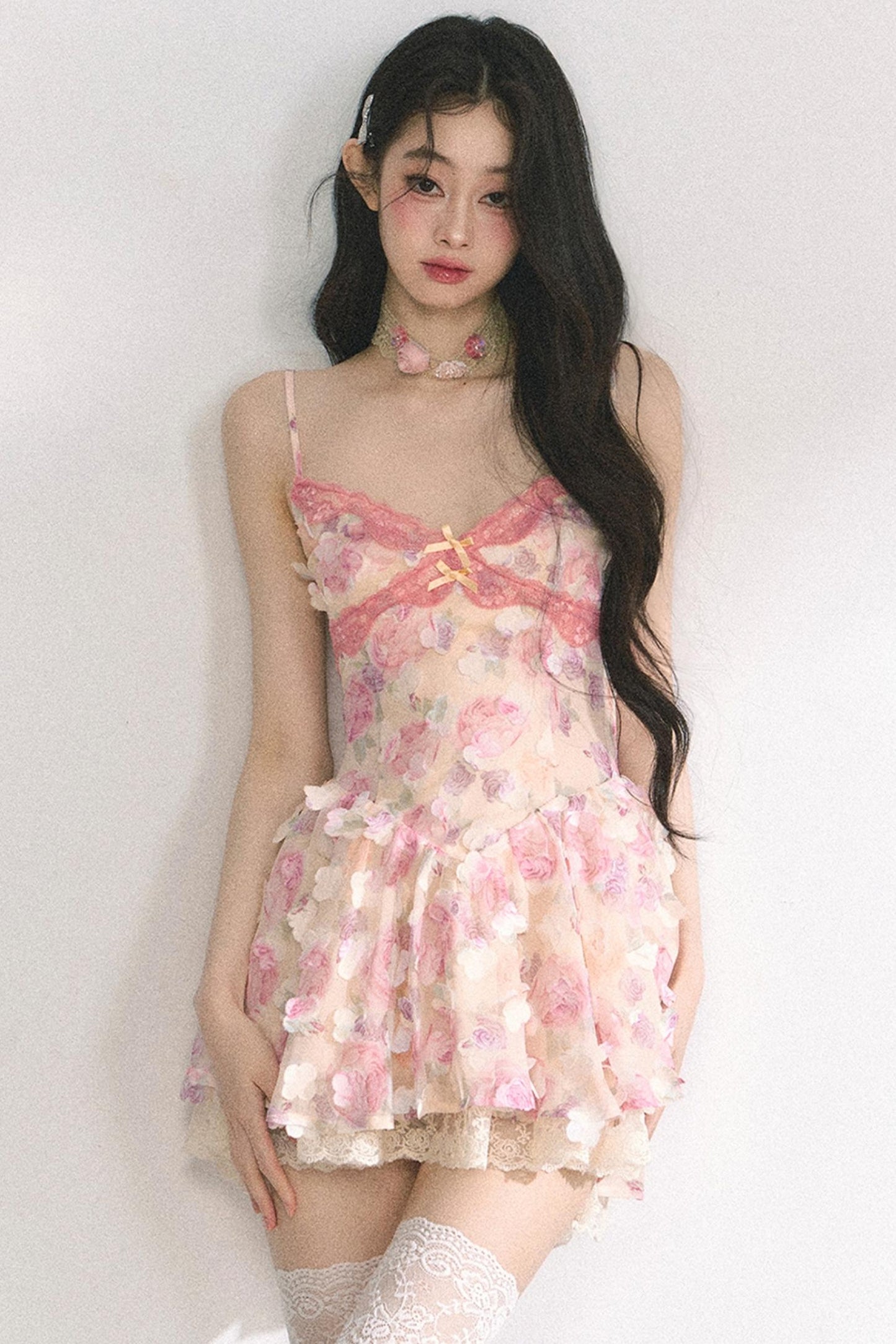 Apricot Lace Halter Dress