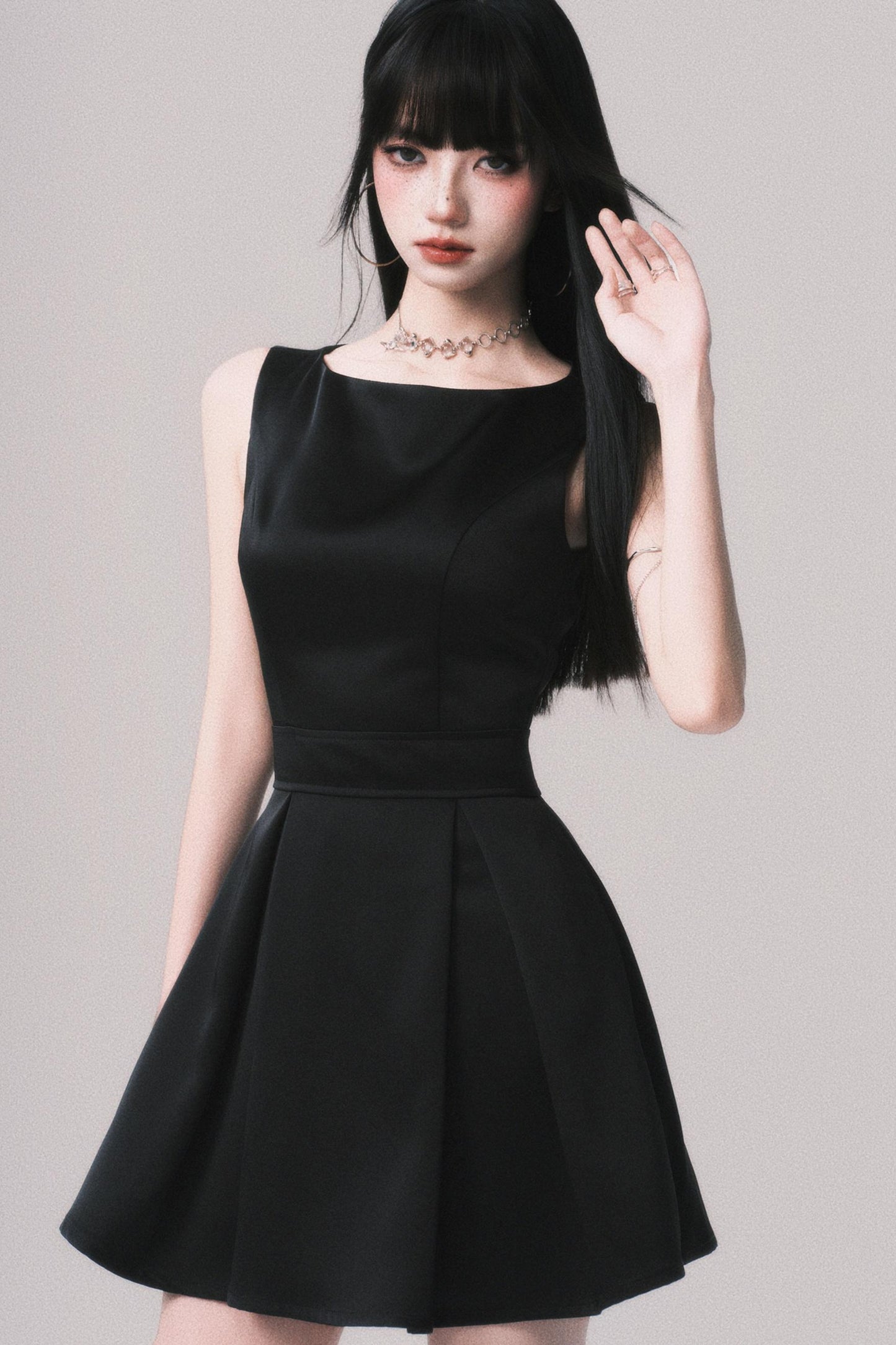 Korean Hepburn Black Summer Dress