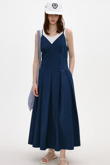 Antique Blue Luxe Halter Dress