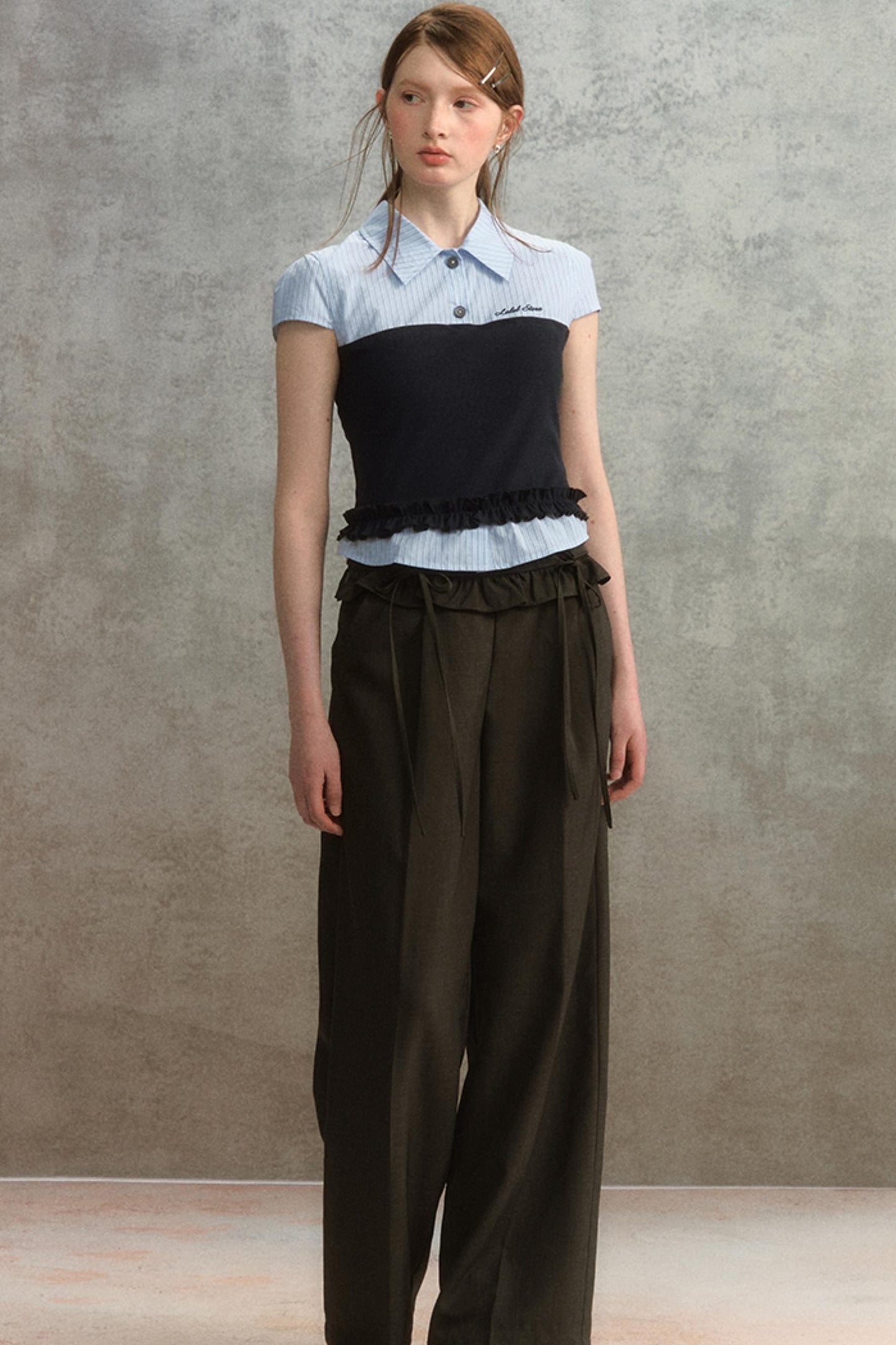 Blue Stripe Short Sleeve Blouse