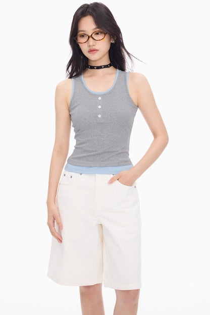 Blue Gray Layered Tank Top