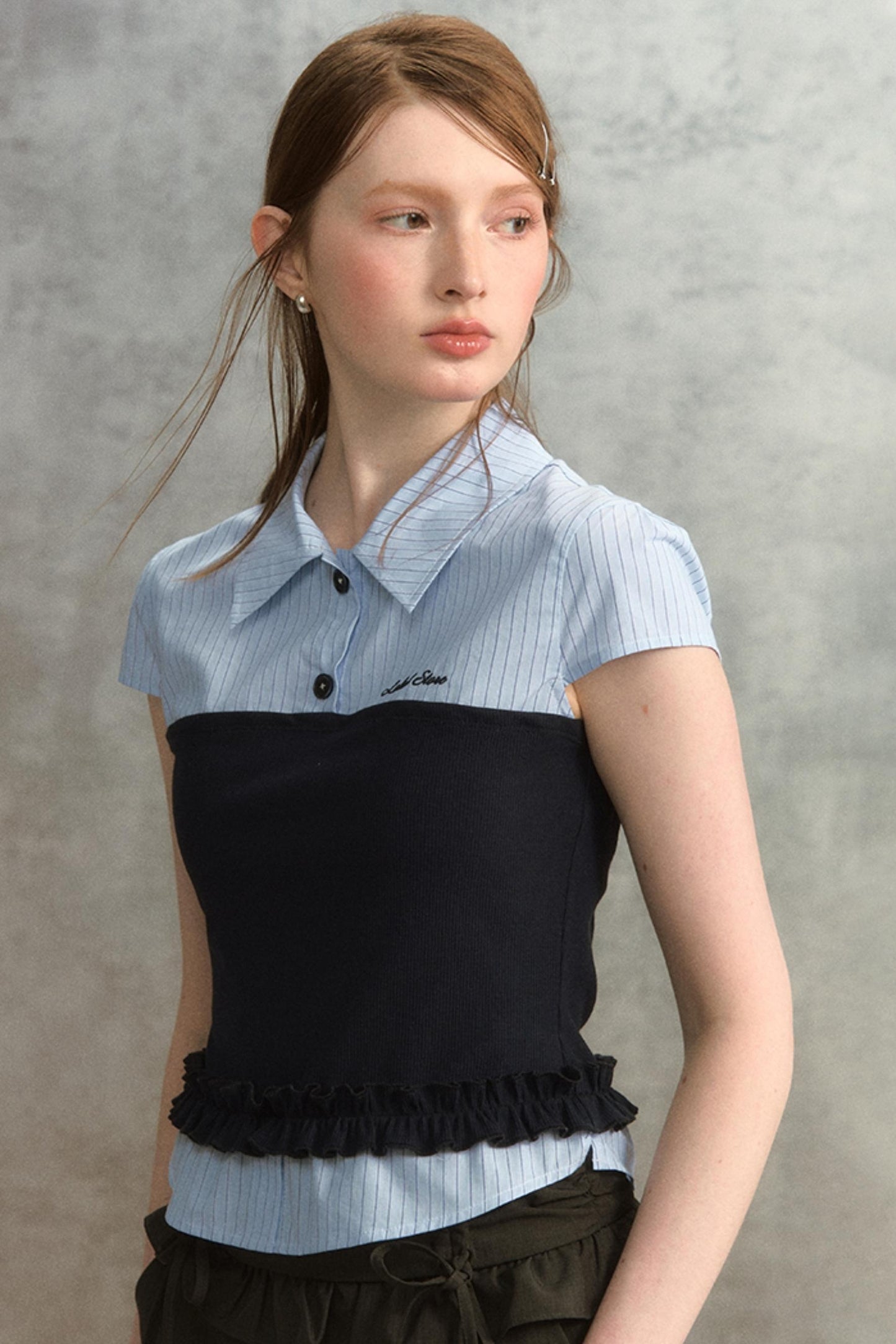 Blue Stripe Short Sleeve Blouse