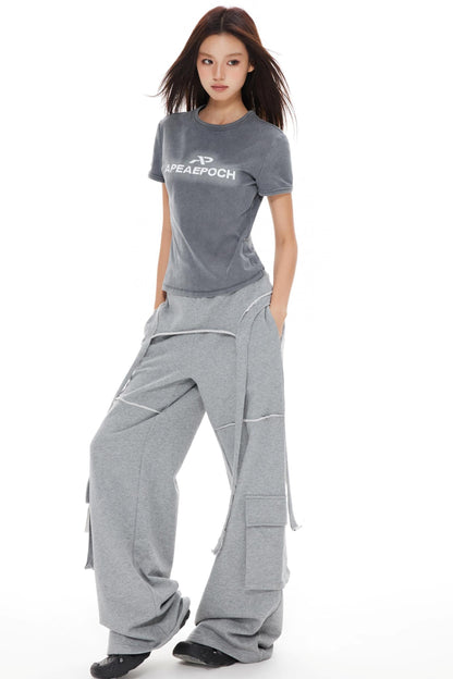 Slimming Gray Shoulder Top