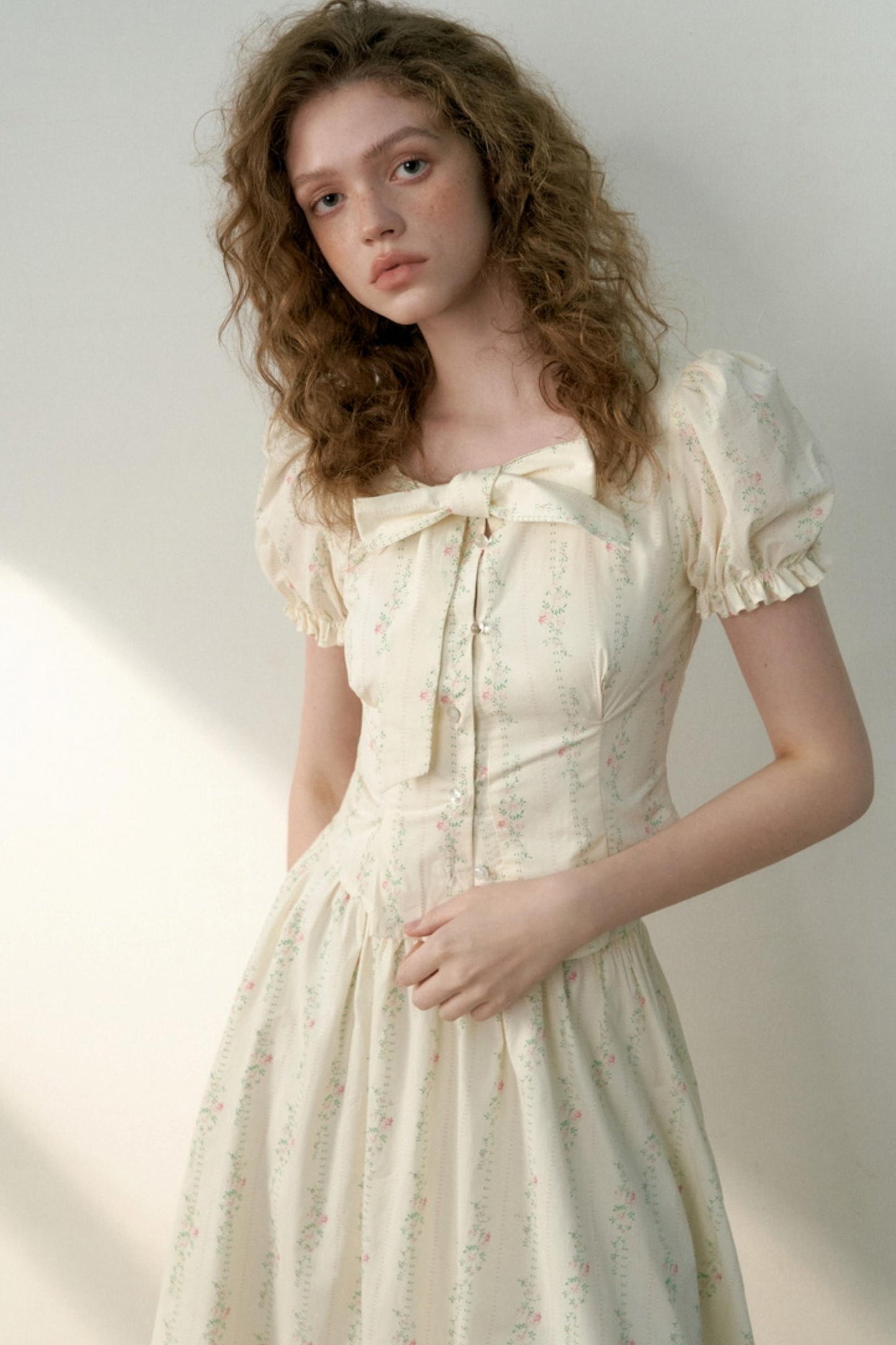 Floral Tie Bubble Sleeve Set-Up