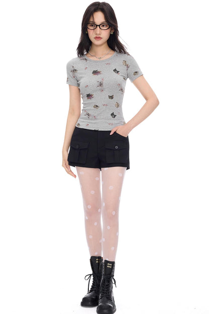 Cute Cat Print Tee