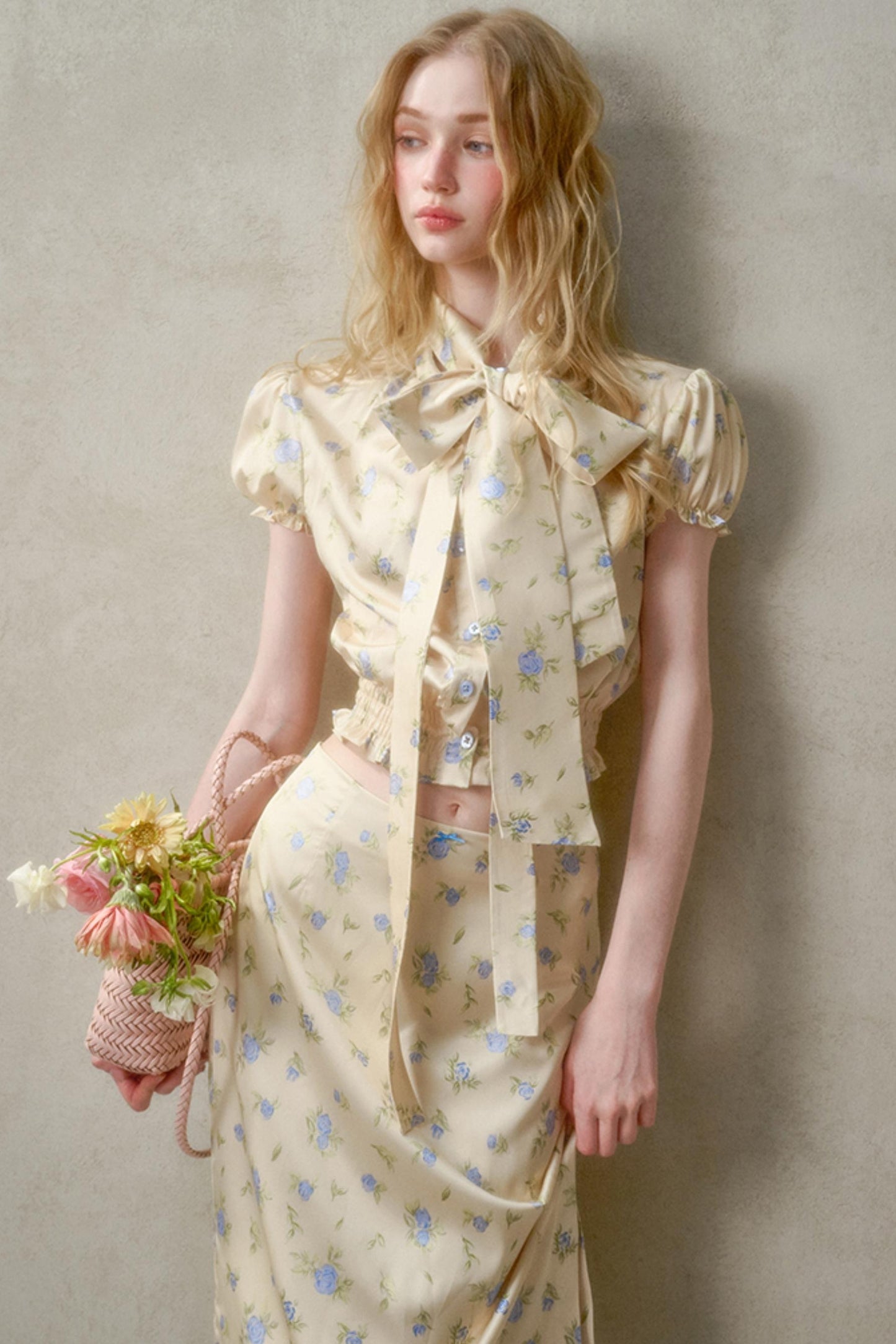 Lemon Lace Skirt With Shirt Set-Up