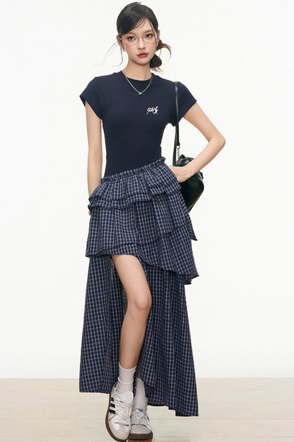 Summer Navy Plaid Dress
