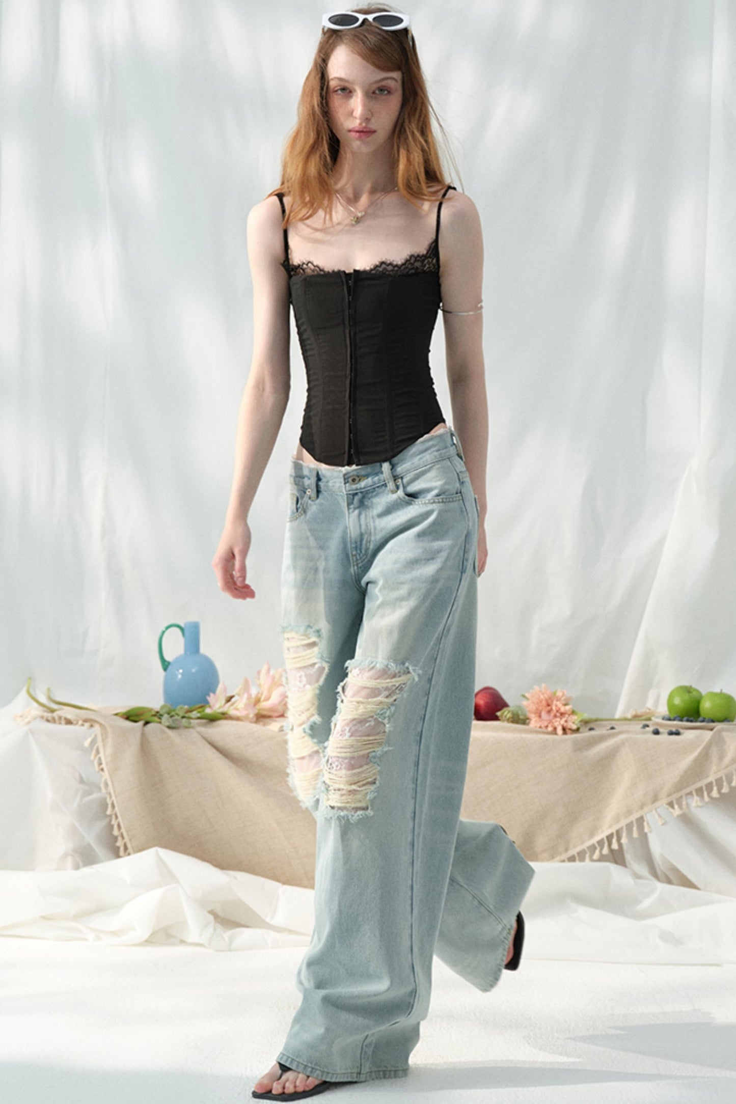 Chic Light Blue Wide-Leg Jeans