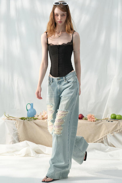 Chic Light Blue Wide-Leg Jeans