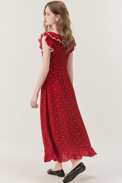 Red Floral Check Dress