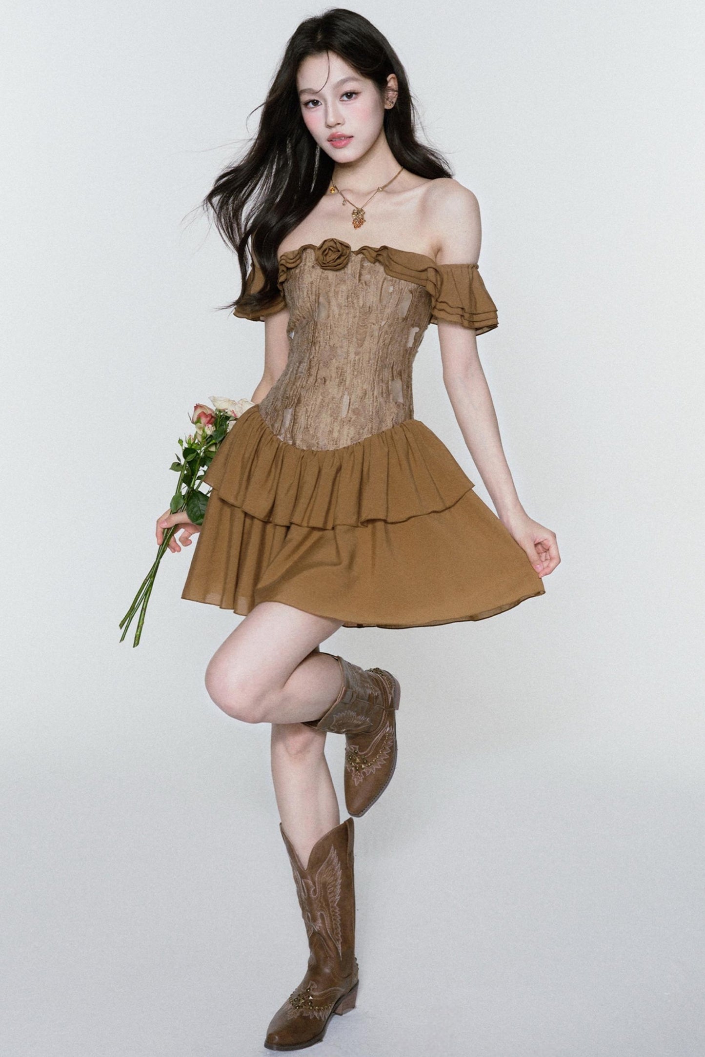 Rose Veins Asymmetrical Romantic Dress