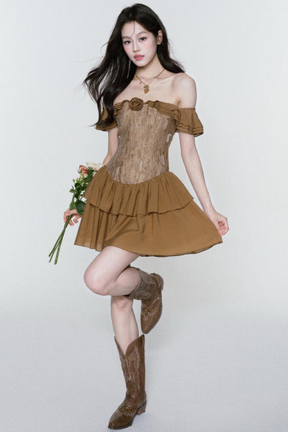 Rose Veins Asymmetrical Romantic Dress