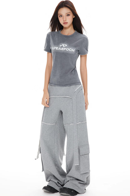 Slimming Gray Shoulder Top