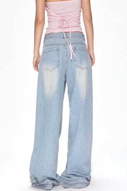 Vintage Light Blue Wide-Leg Jeans