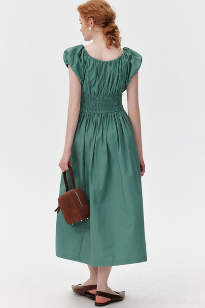 Chic Puff Sleeve Tie Dress