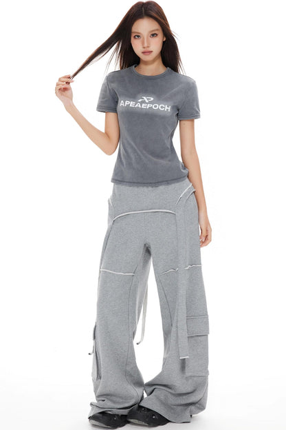 Slimming Gray Shoulder Top