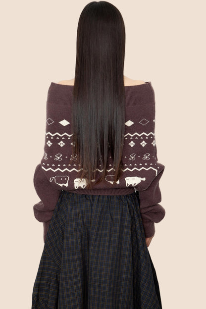 Vintage Lazy Shoulder Sweater