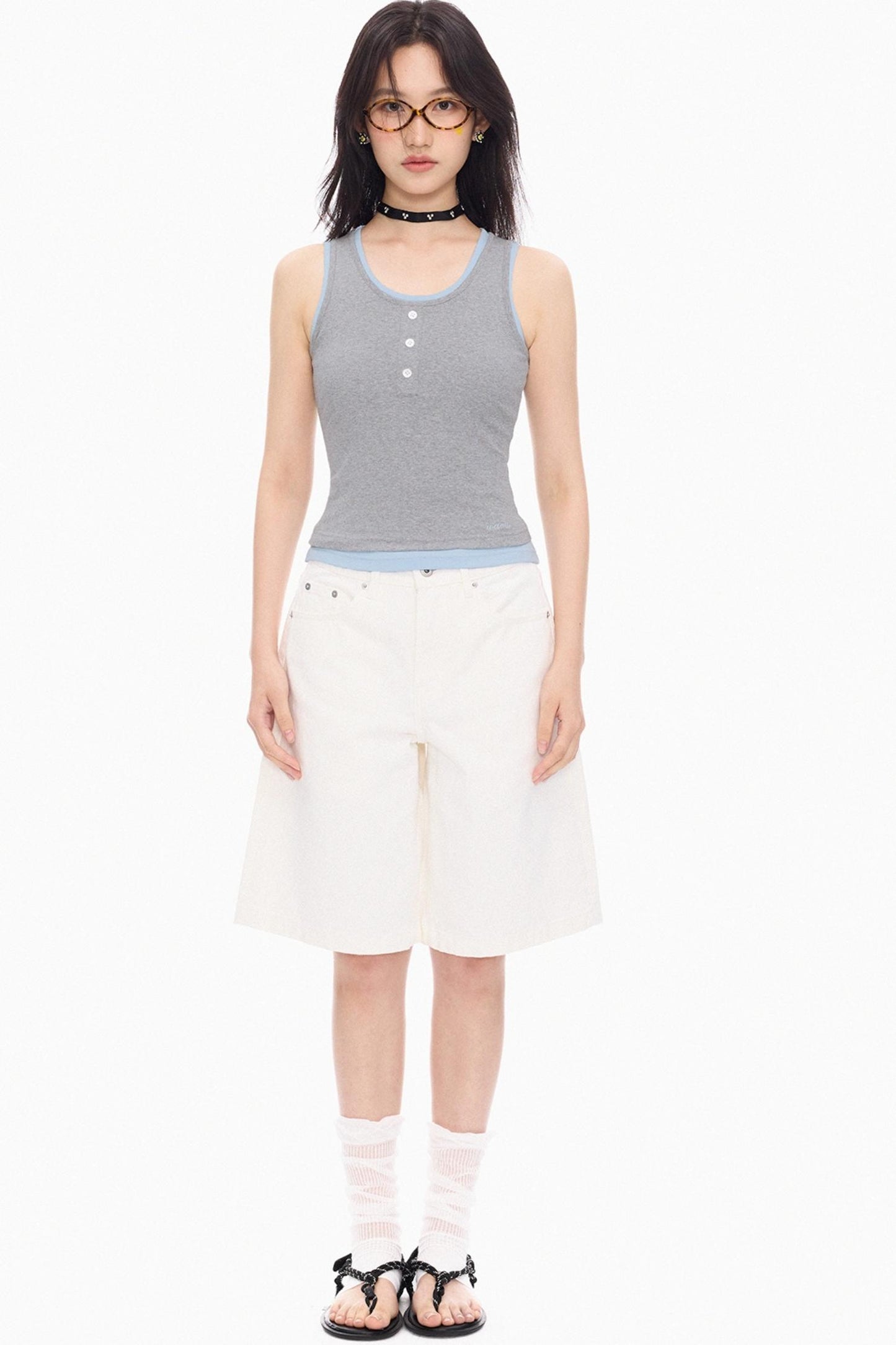 Blue Gray Layered Tank Top