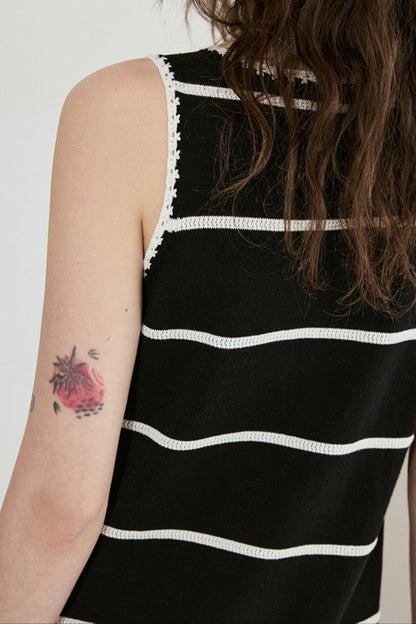 Crochet Lace Striped Dress