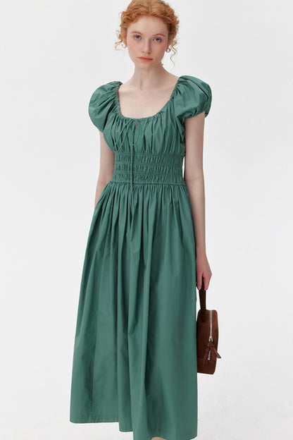 Chic Puff Sleeve Tie Dress