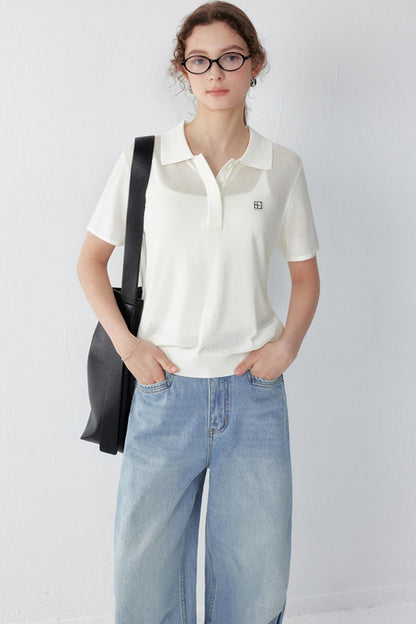 Stretch Silk Polo T-shirt