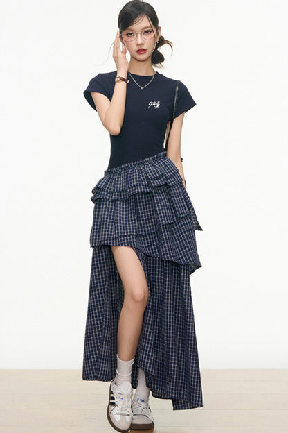 Summer Navy Plaid Dress