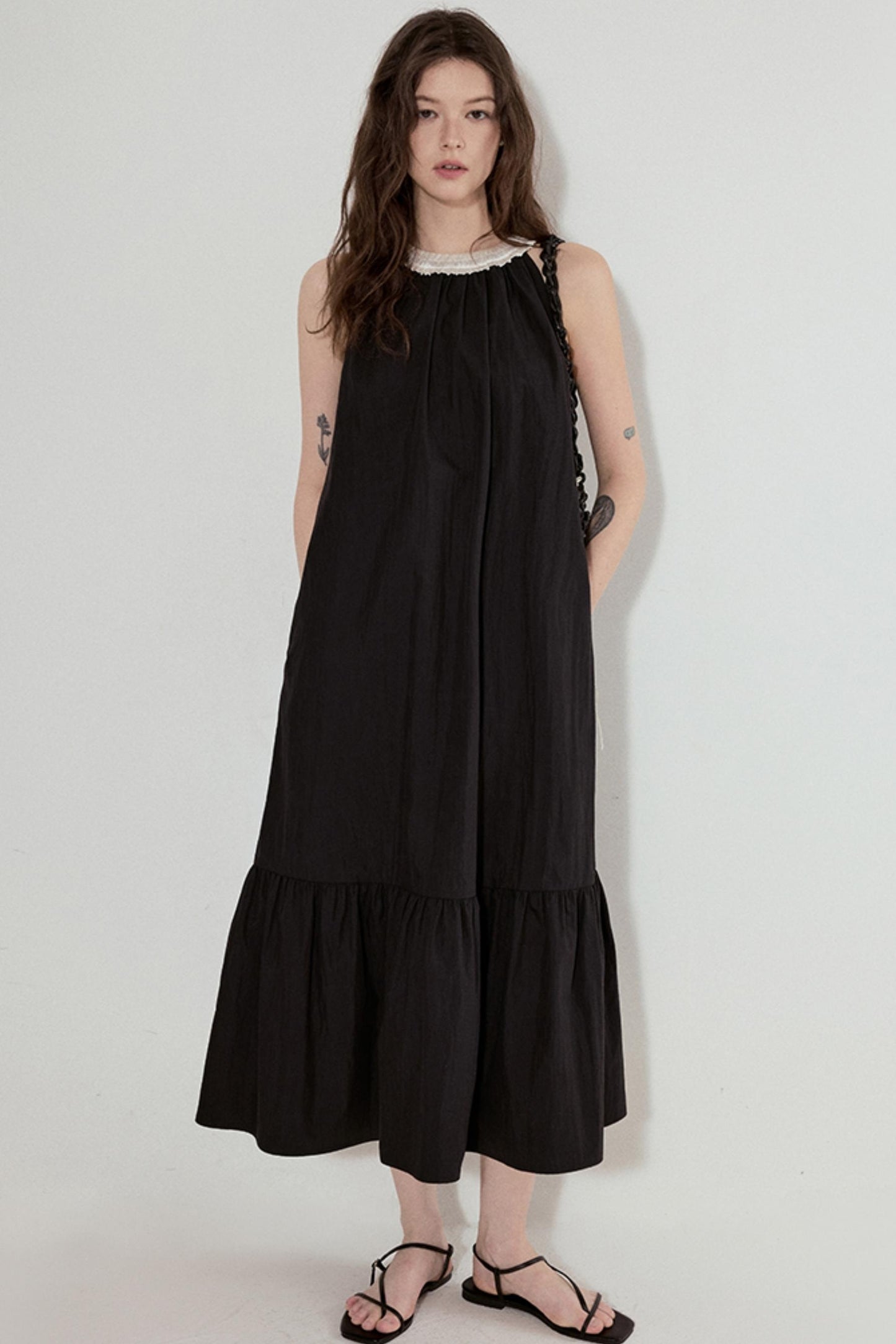 Satin Patchwork Midi Dress