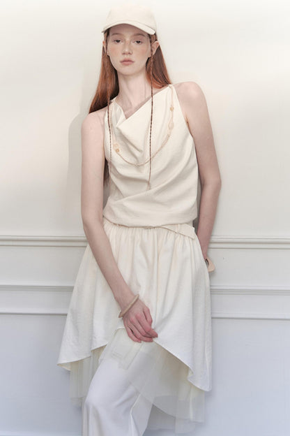 White Starry Mesh Dress