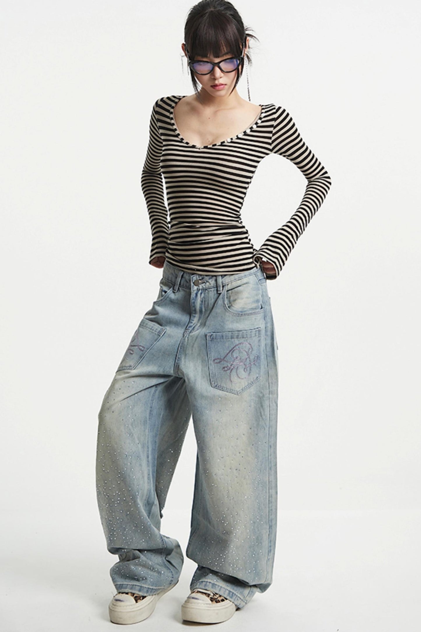 Vintage V-Neck Striped Tee