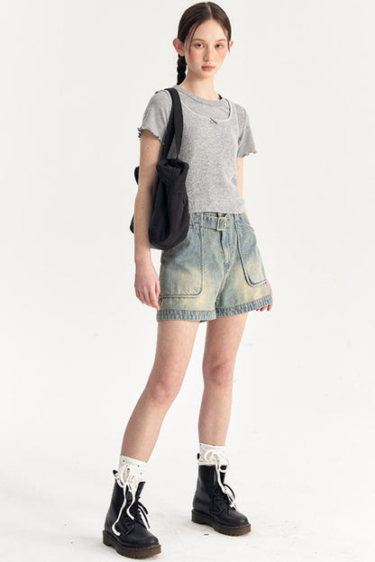 Bow Knit Vest With T-Shirt Set-Up