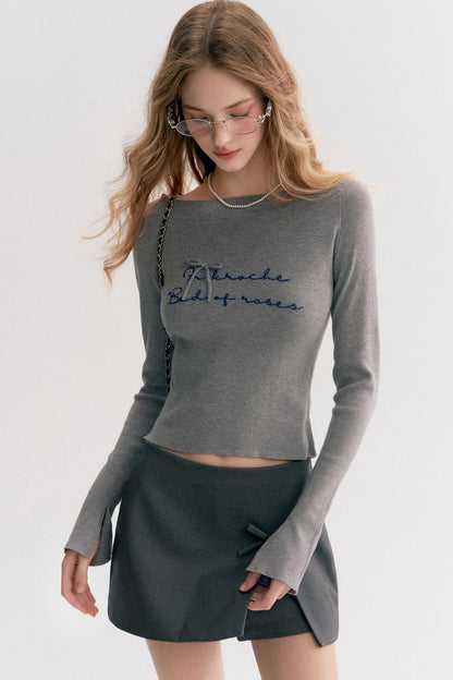 French Chain Sleeve Knit Top