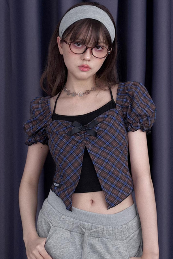 Berry Bubble Sleeve Shirt