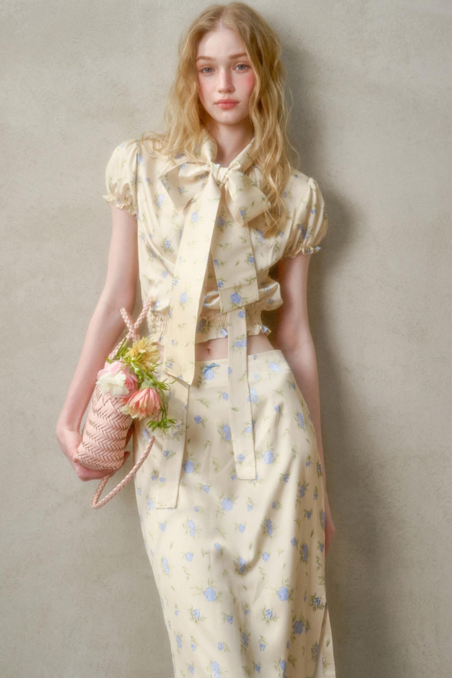 Lemon Lace Skirt With Shirt Set-Up