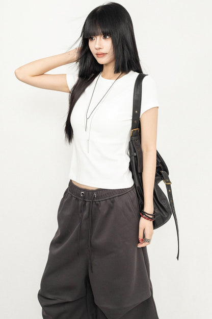 Retro Square Shoulder Slim Fit Tee