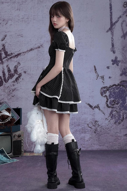 Sweet Striped Lace Dress