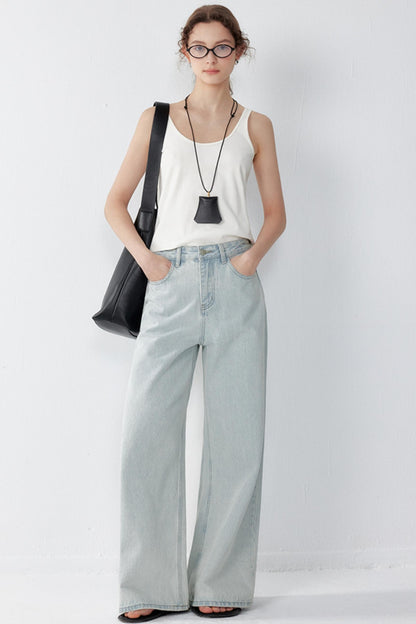 High-Waisted Distressed Jeans