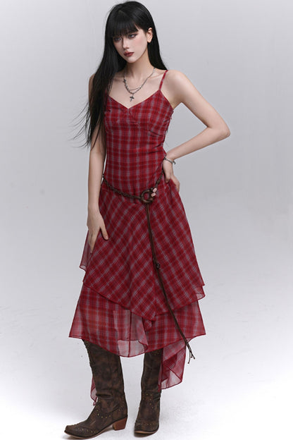 Pink Plaid Halter Dress