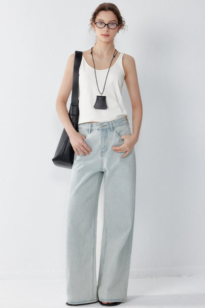 High-Waisted Distressed Jeans