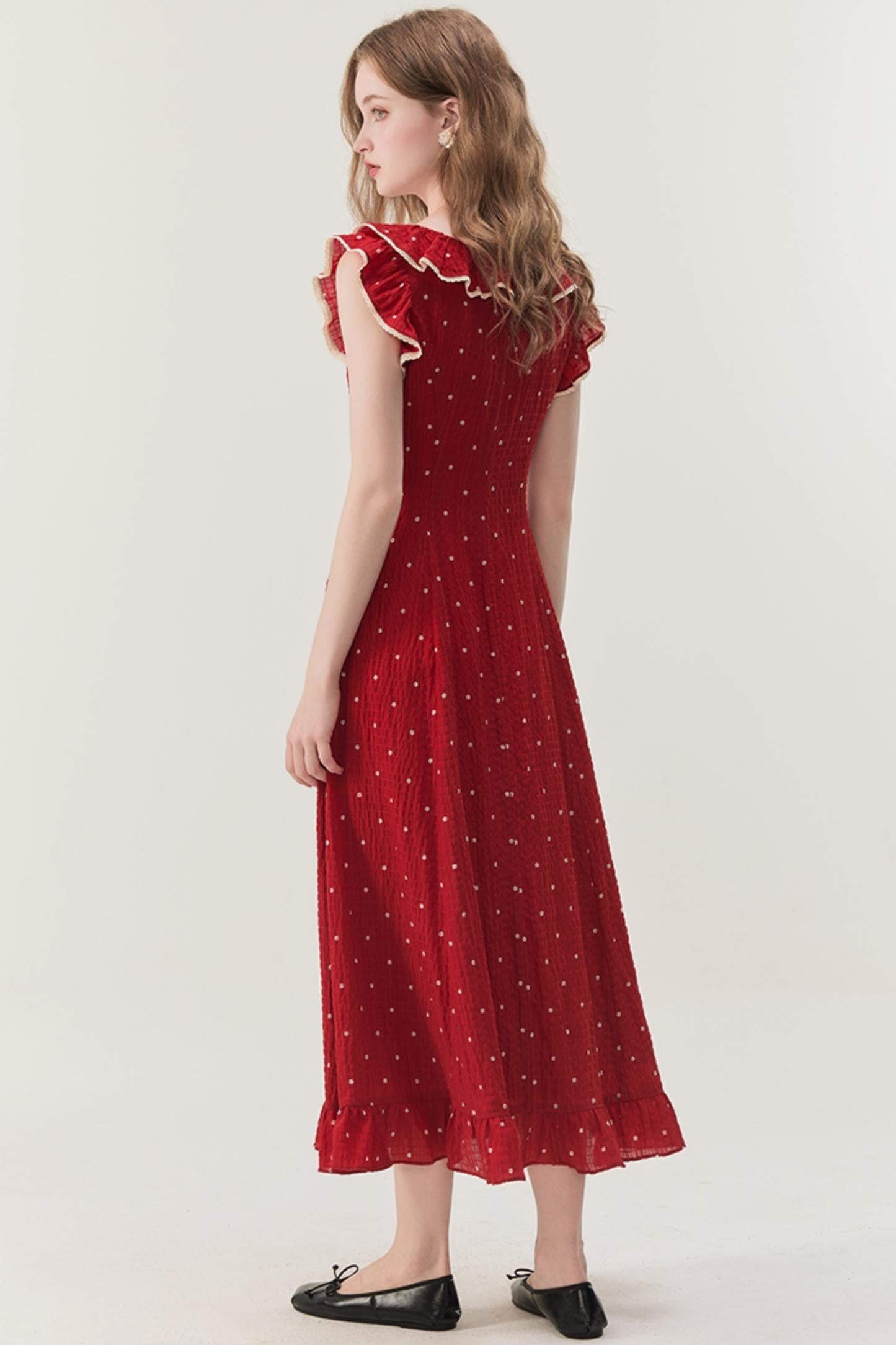 Red Floral Check Dress