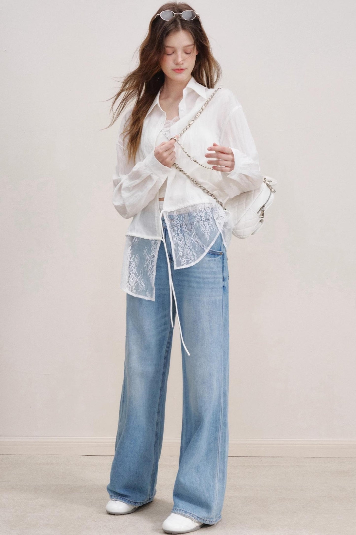 Romantic Lace Wide-Leg Jeans